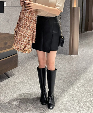 Aven Leather Wrap Mini Skirt